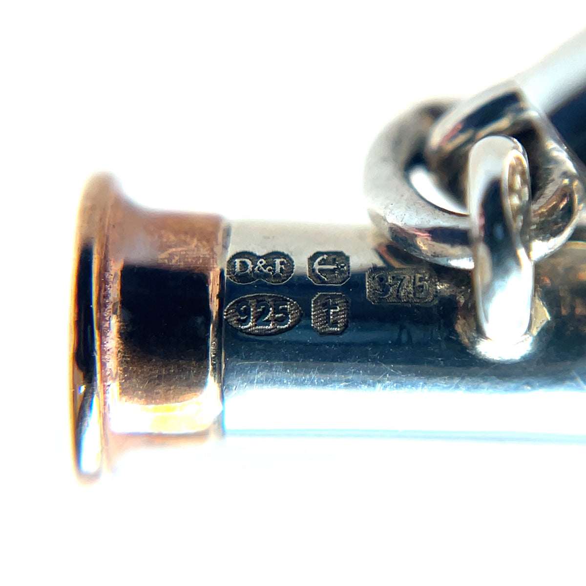 Silver & 9ct Rose Gold Cartridge Chain Cufflinks
