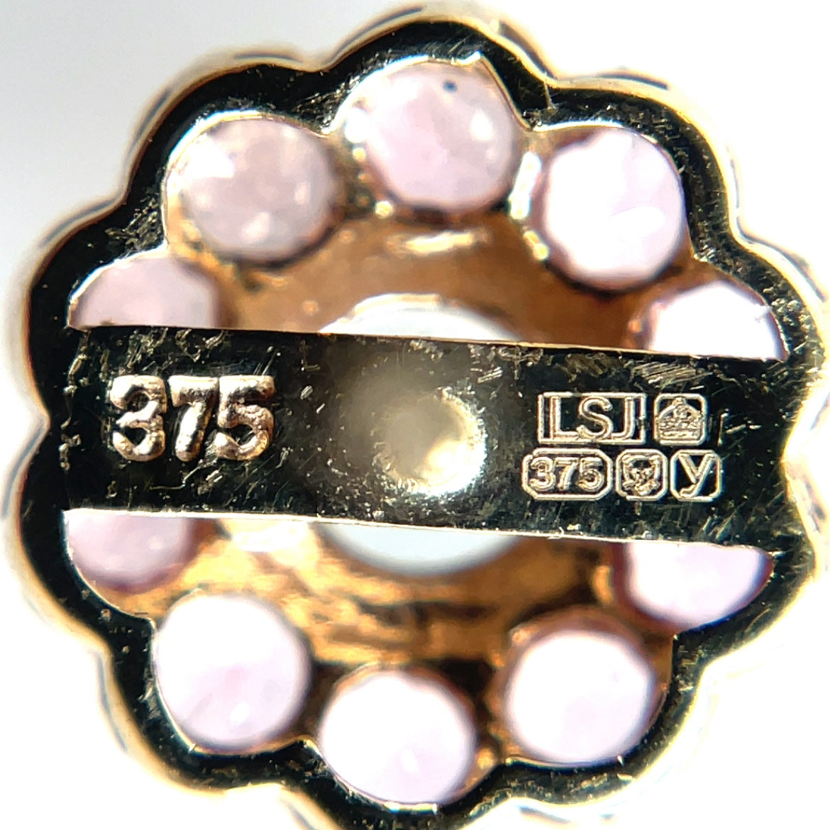 9ct Yellow Gold Aquamarine & Pink Tourmaline Cluster Stud Earrings