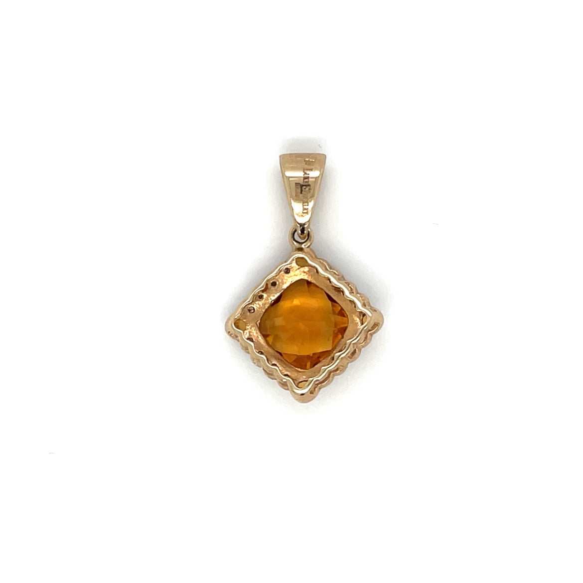 9ct Yellow Gold Citrine & Diamond Pendant Necklace