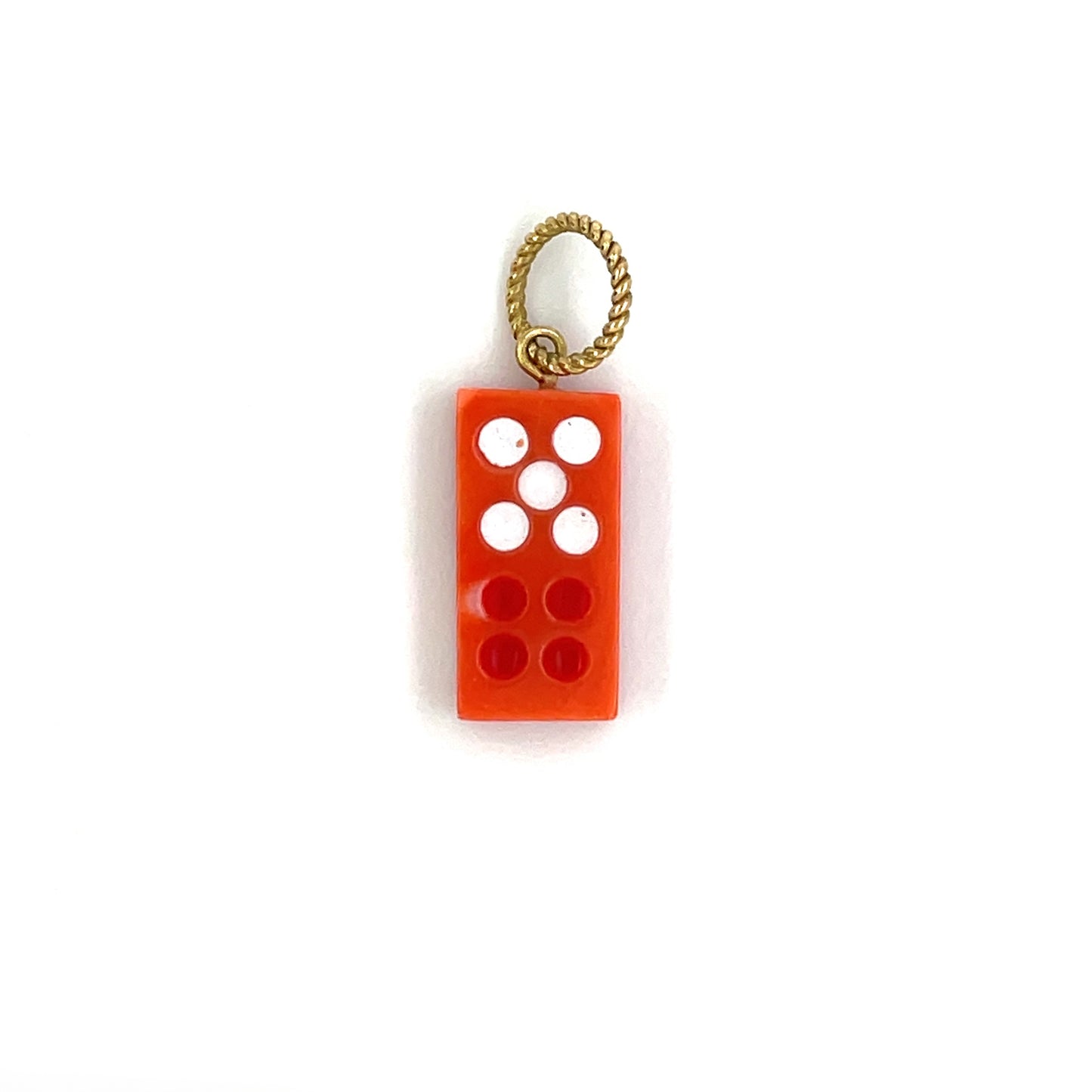 9ct Yellow Gold Coral Domino Pendant