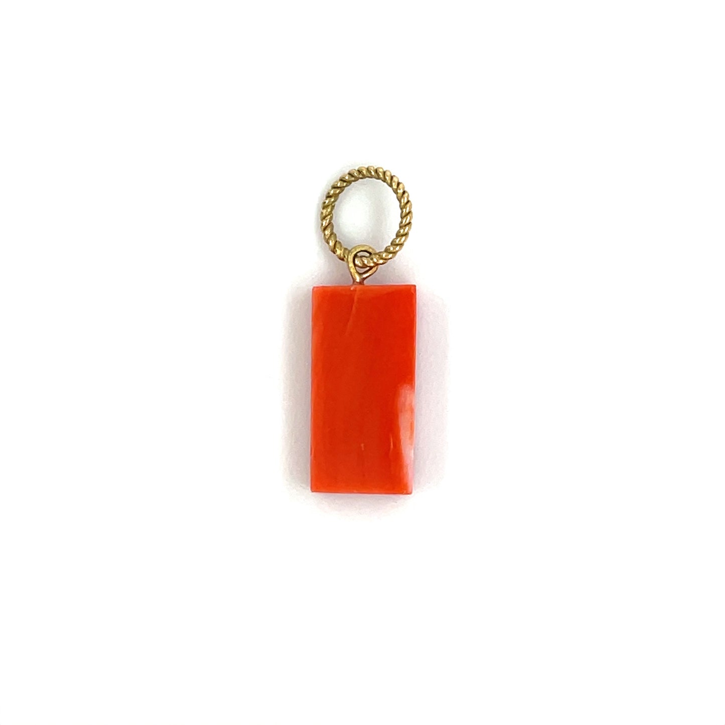 9ct Yellow Gold Coral Domino Pendant