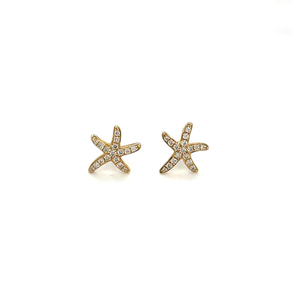 18ct Yellow Gold Diamond-Set Starfish Stud Earrings