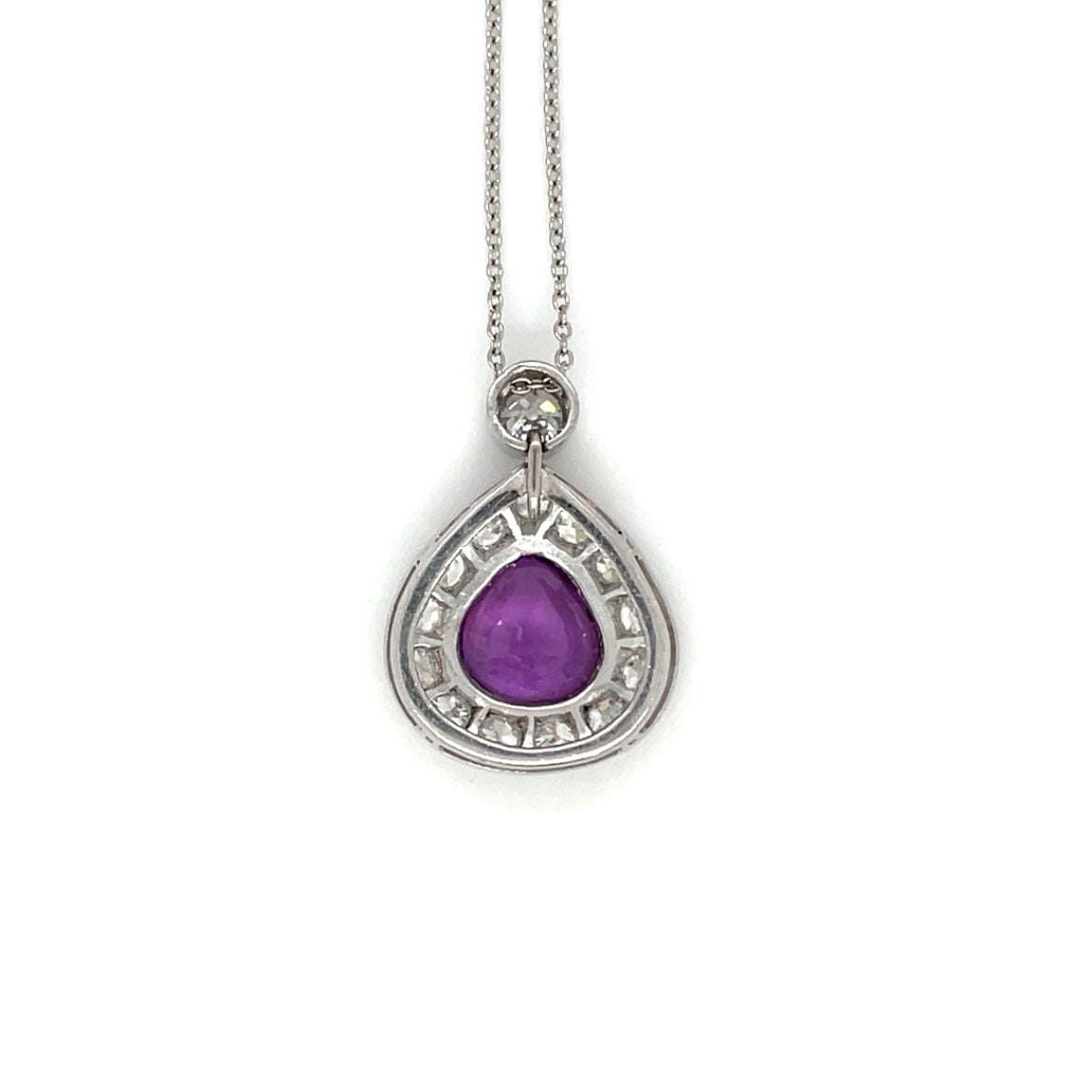 18ct White Gold Purple Sapphire & Diamond pendant