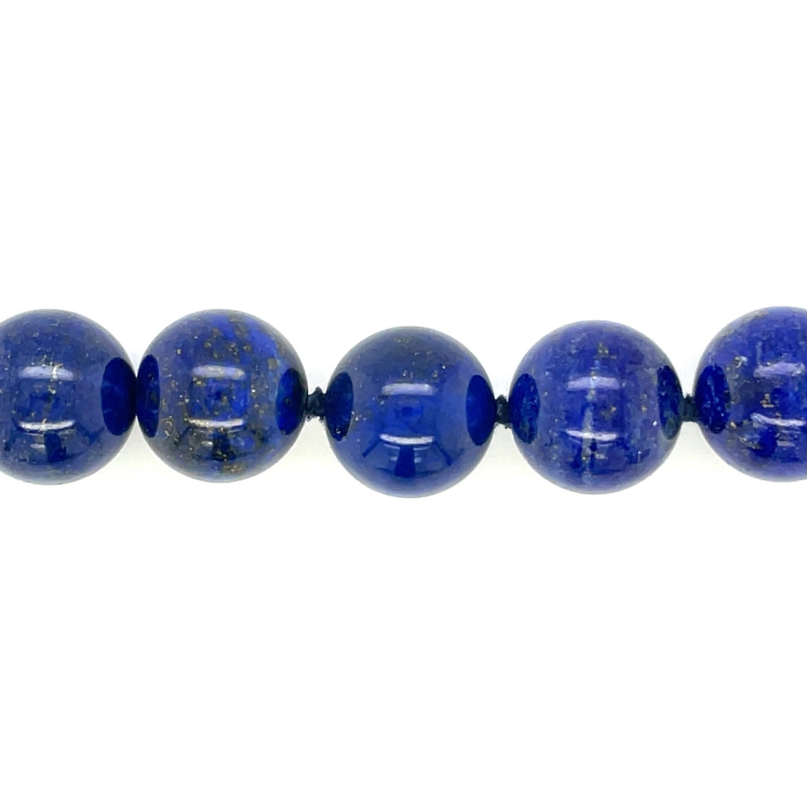 18ct Yellow Gold & Lapis (12mm) Bead Necklace (18")