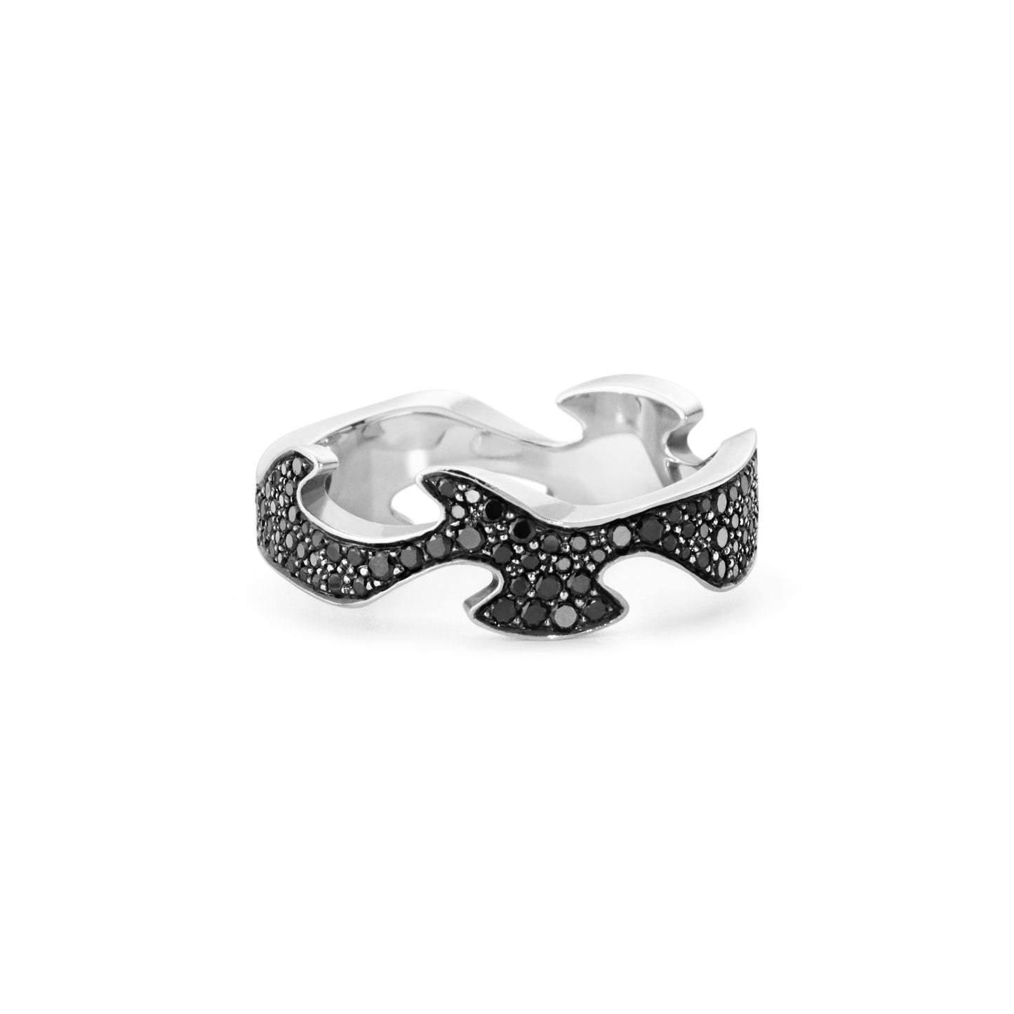 White Gold Fusion Centre Ring With Black Diamond (54/N)