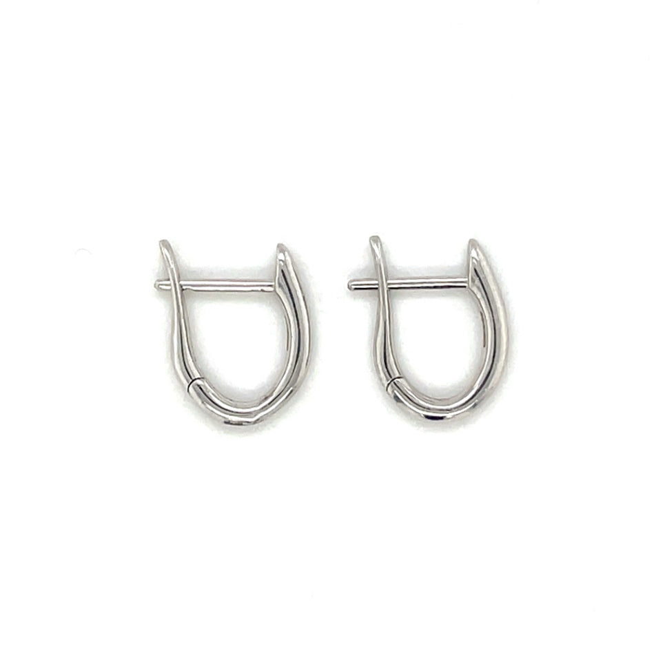 18ct White Gold Oval Huggie Hoop Earrings