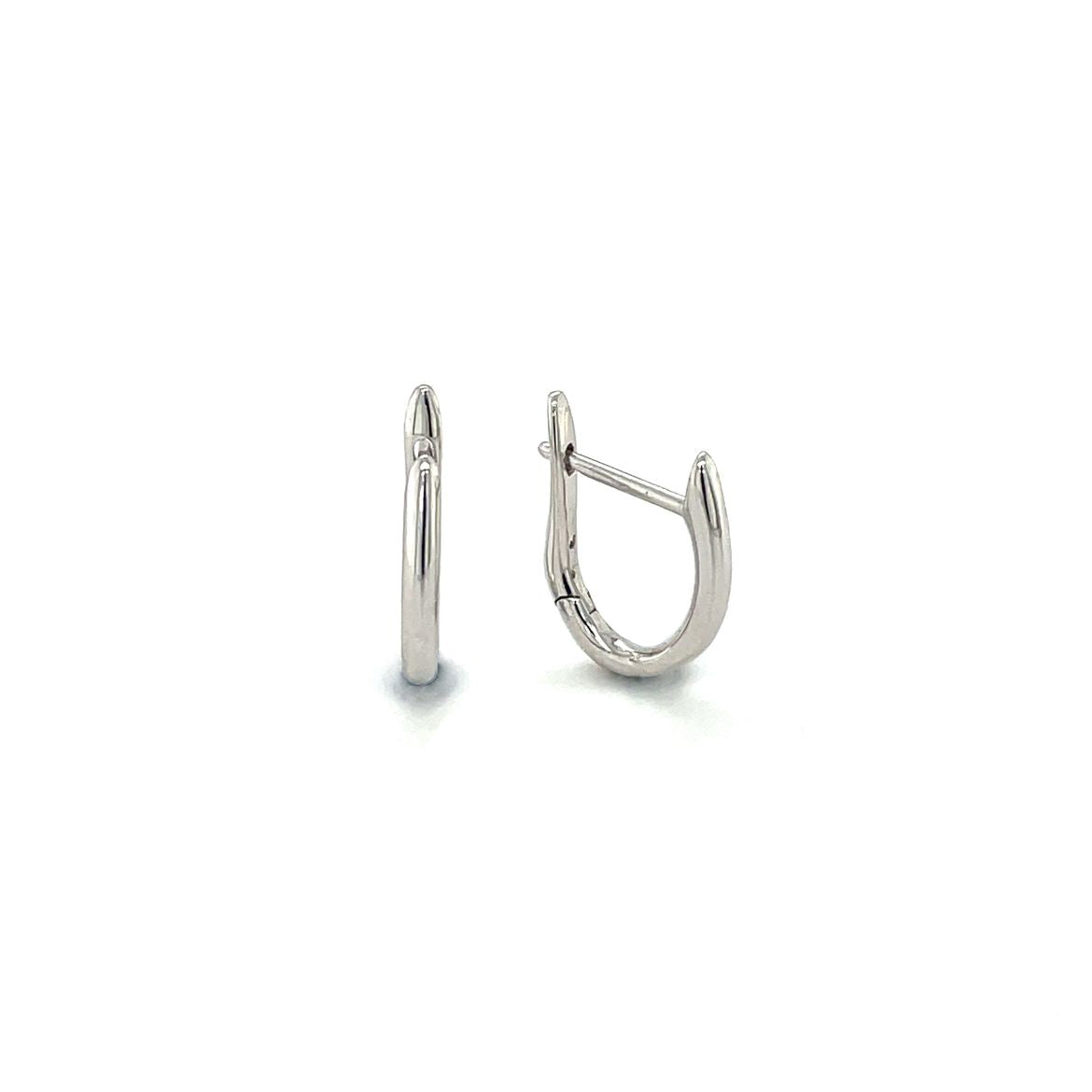 18ct White Gold Oval Huggie Hoop Earrings