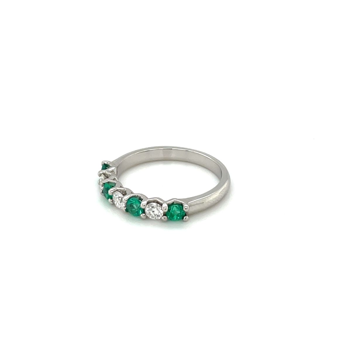Platinum Emerald & Diamond Half-Set Eternity Ring