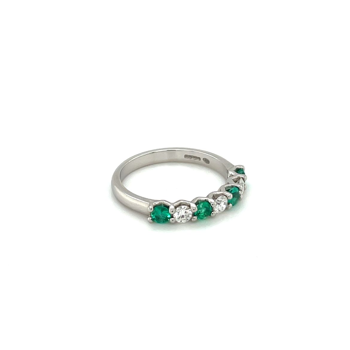 Platinum Emerald & Diamond Half-Set Eternity Ring