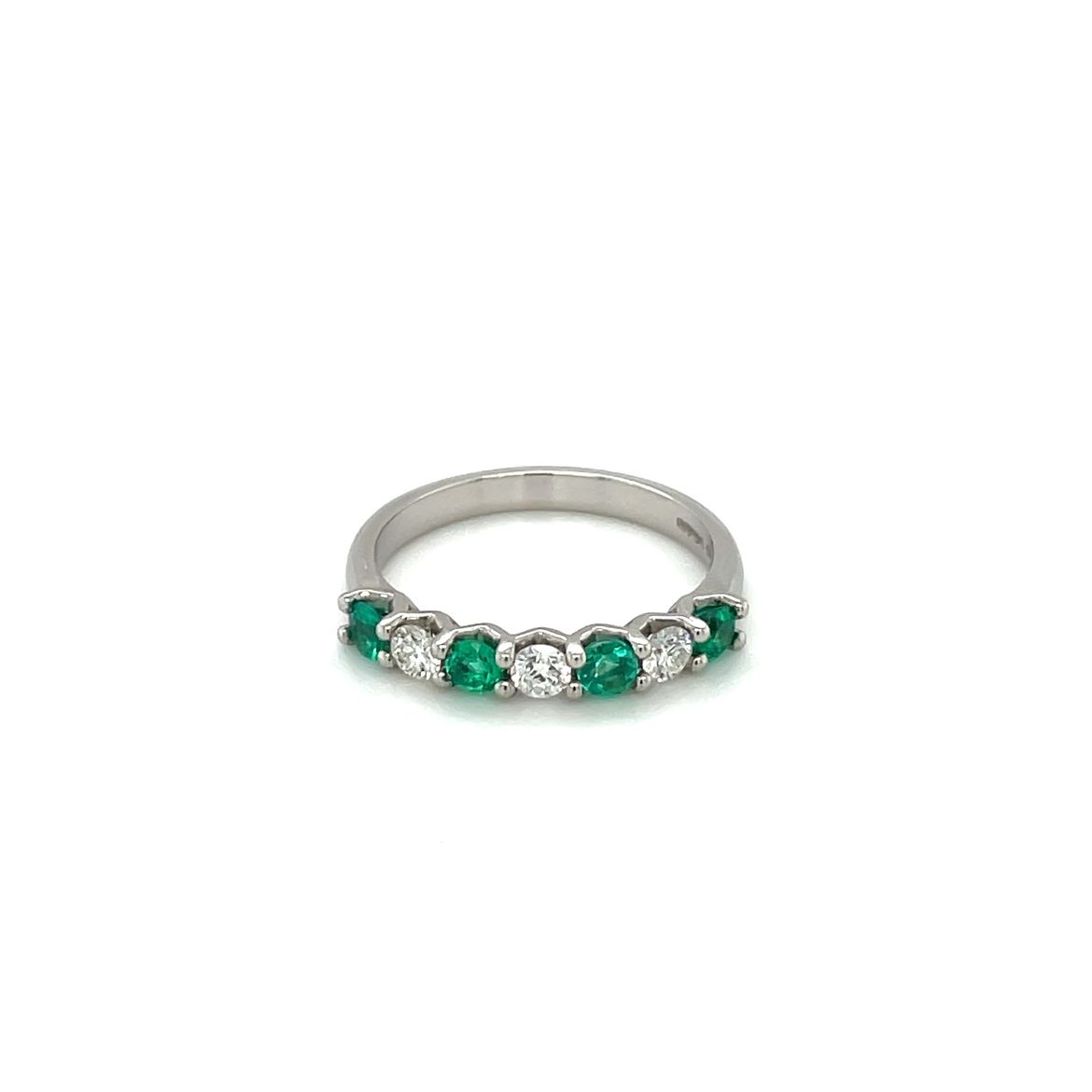 Platinum Emerald & Diamond Half-Set Eternity Ring