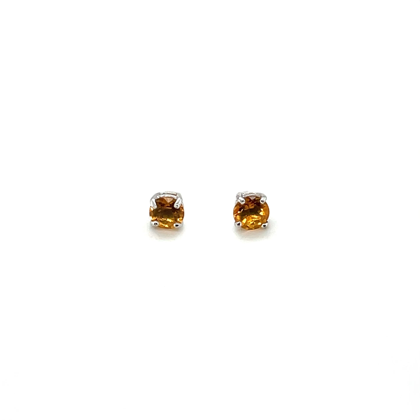 Silver Citrine Stud Earrings