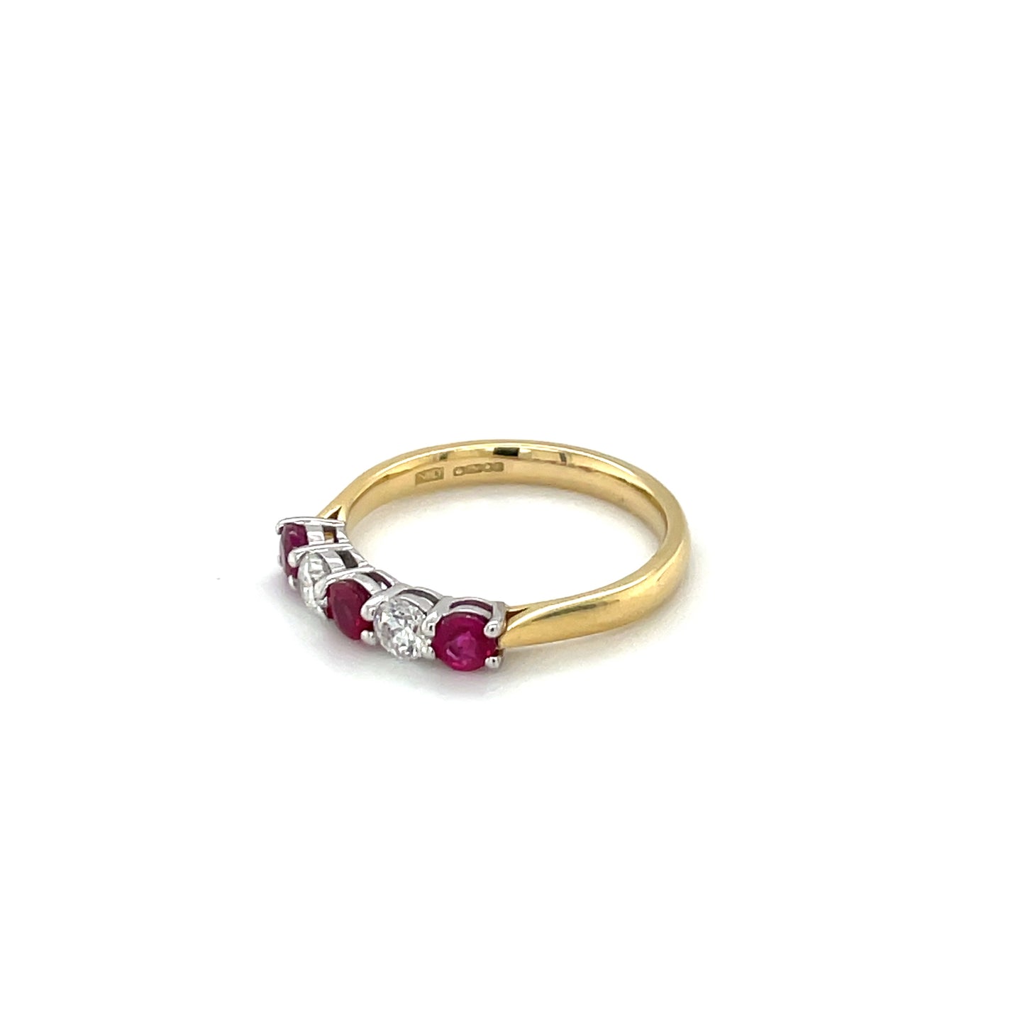 18ct Yellow Gold Ruby & Diamond Five-Stone Ring
