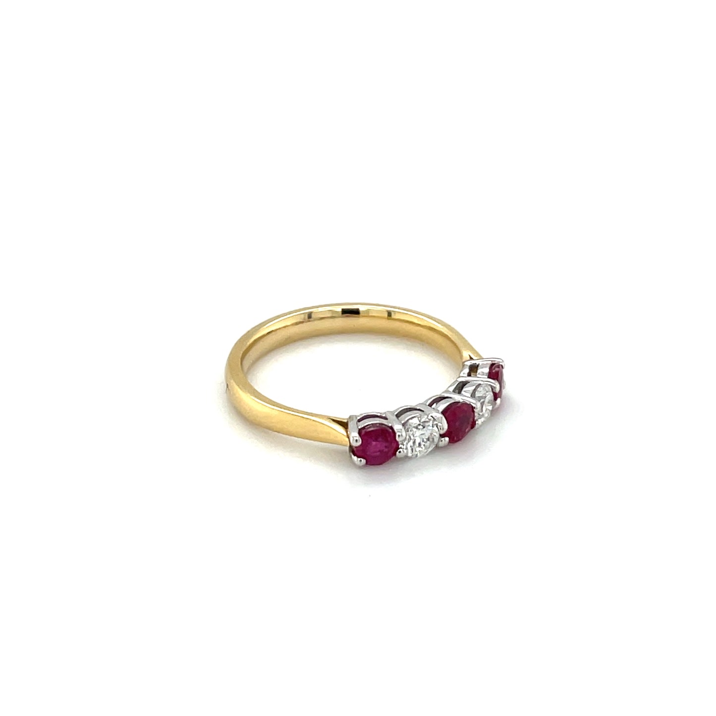 18ct Yellow Gold Ruby & Diamond Five-Stone Ring