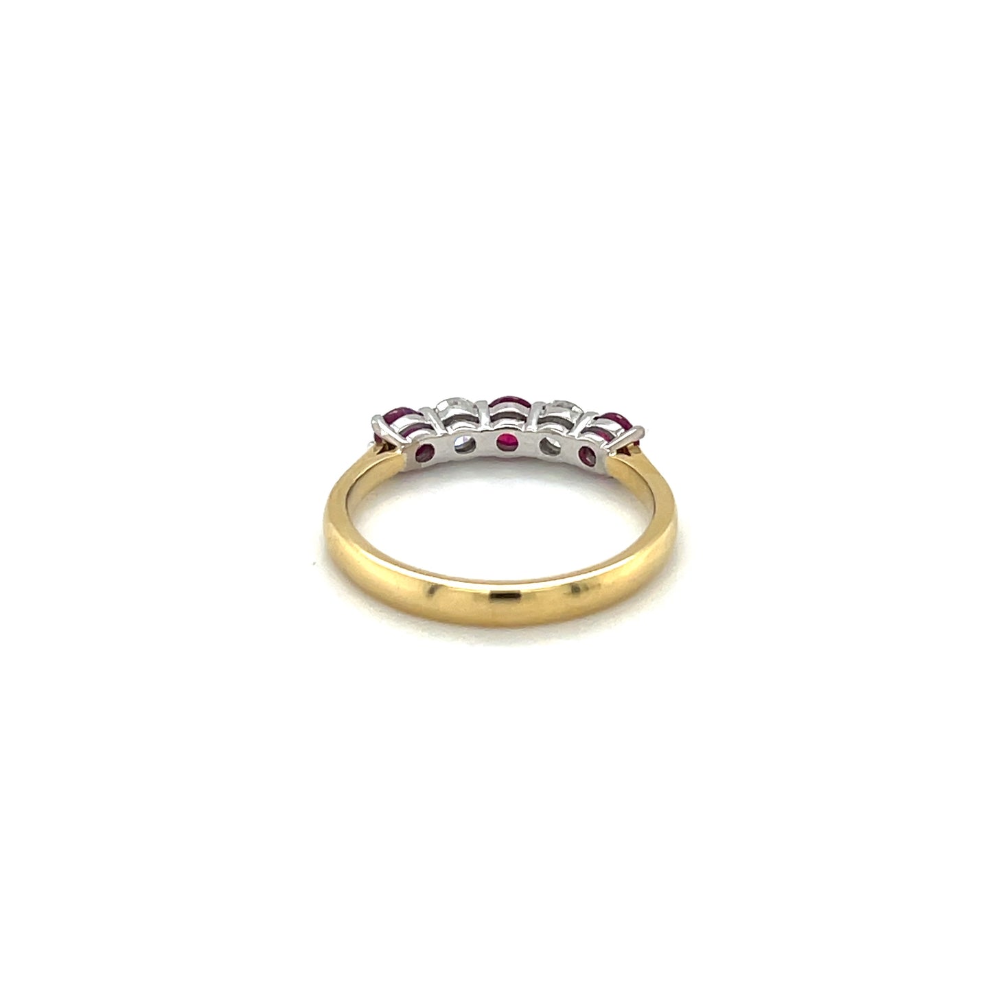 18ct Yellow Gold Ruby & Diamond Five-Stone Ring