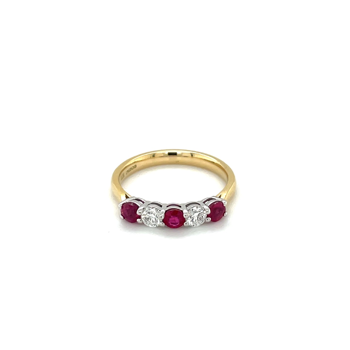 18ct Yellow Gold Ruby & Diamond Five-Stone Ring