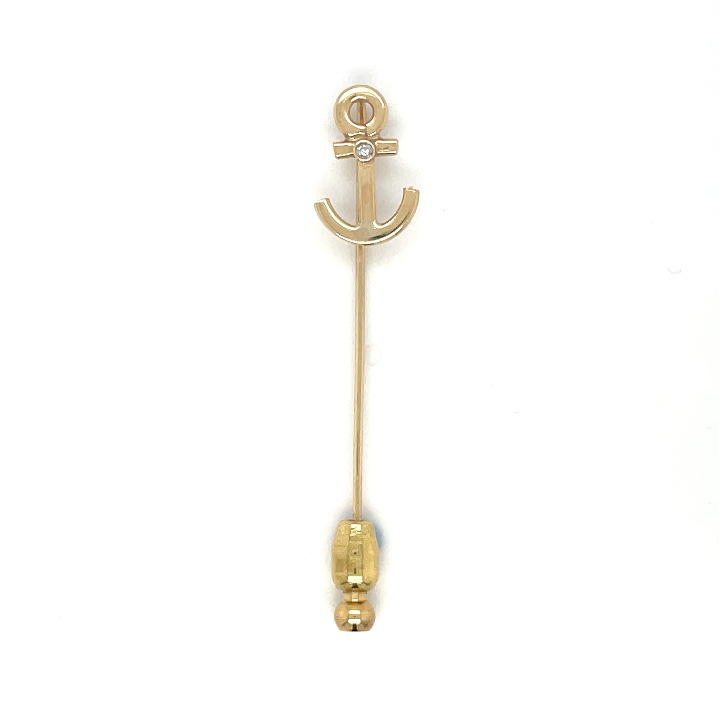 9ct Yellow Gold & Diamond Anchor Lapel Pin