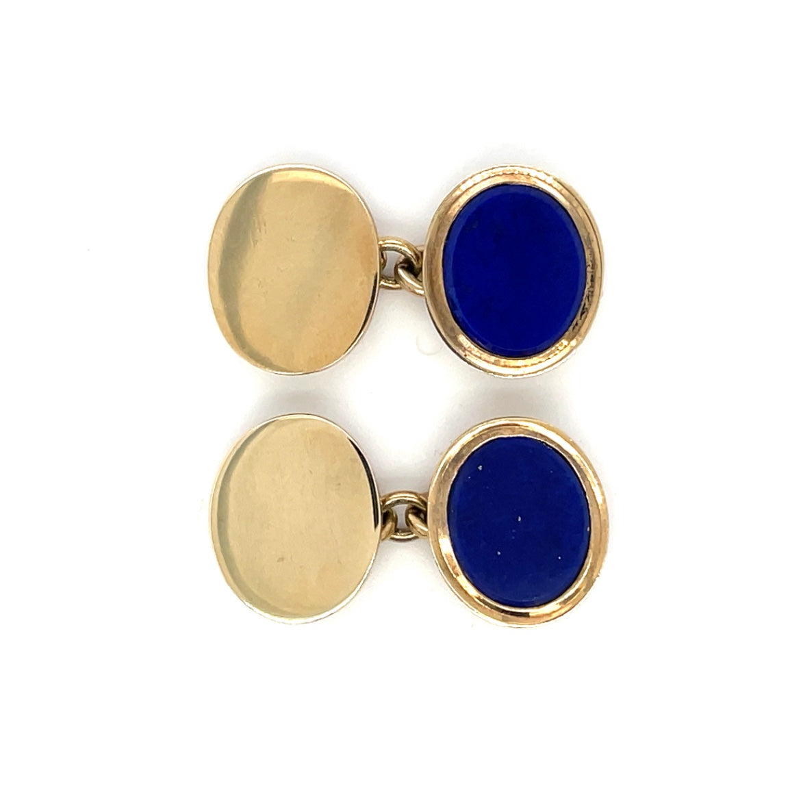 9ct Yellow Gold & Lapis Chain Cufflinks