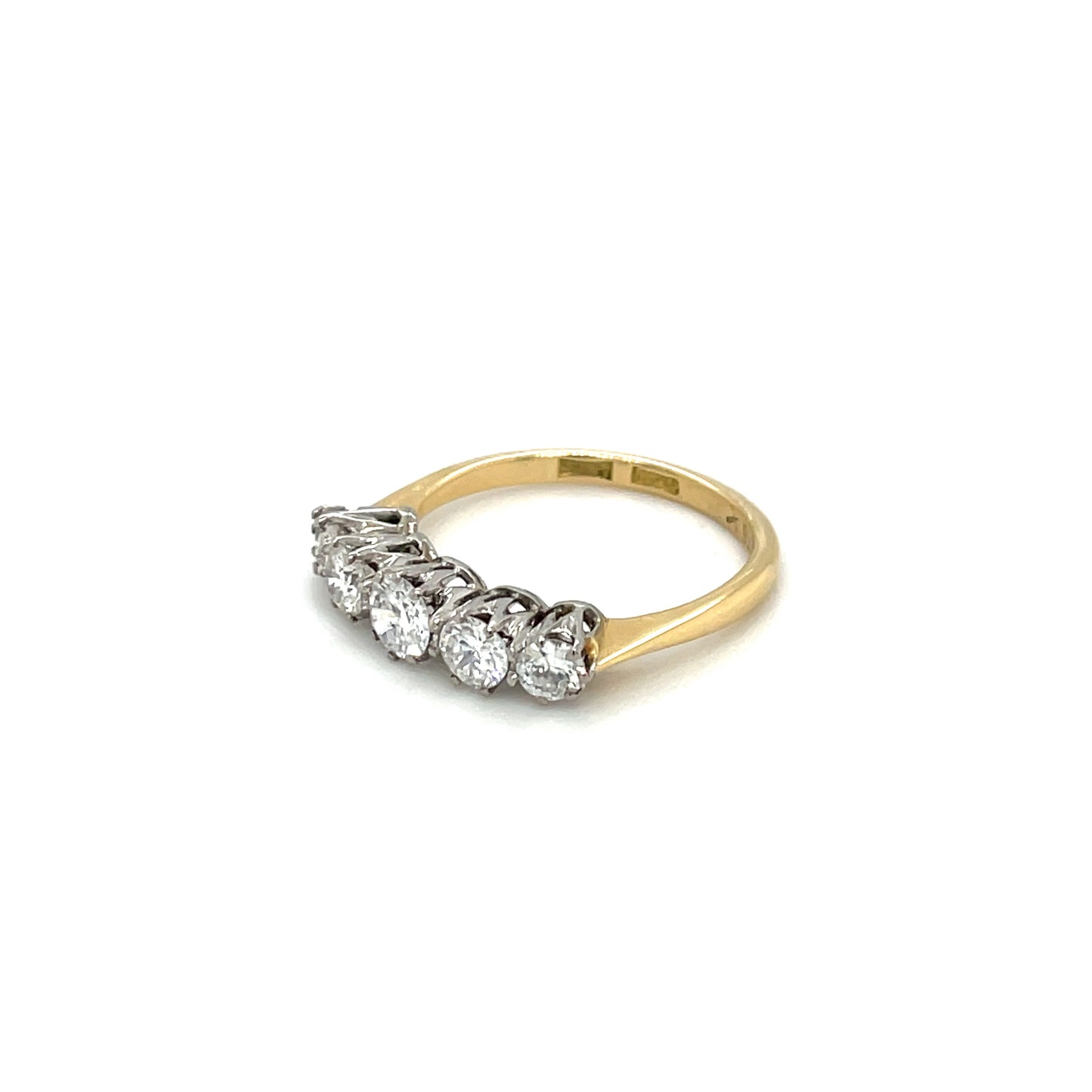 18ct Yellow Gold & Platinum Diamond Five Stone Ring
