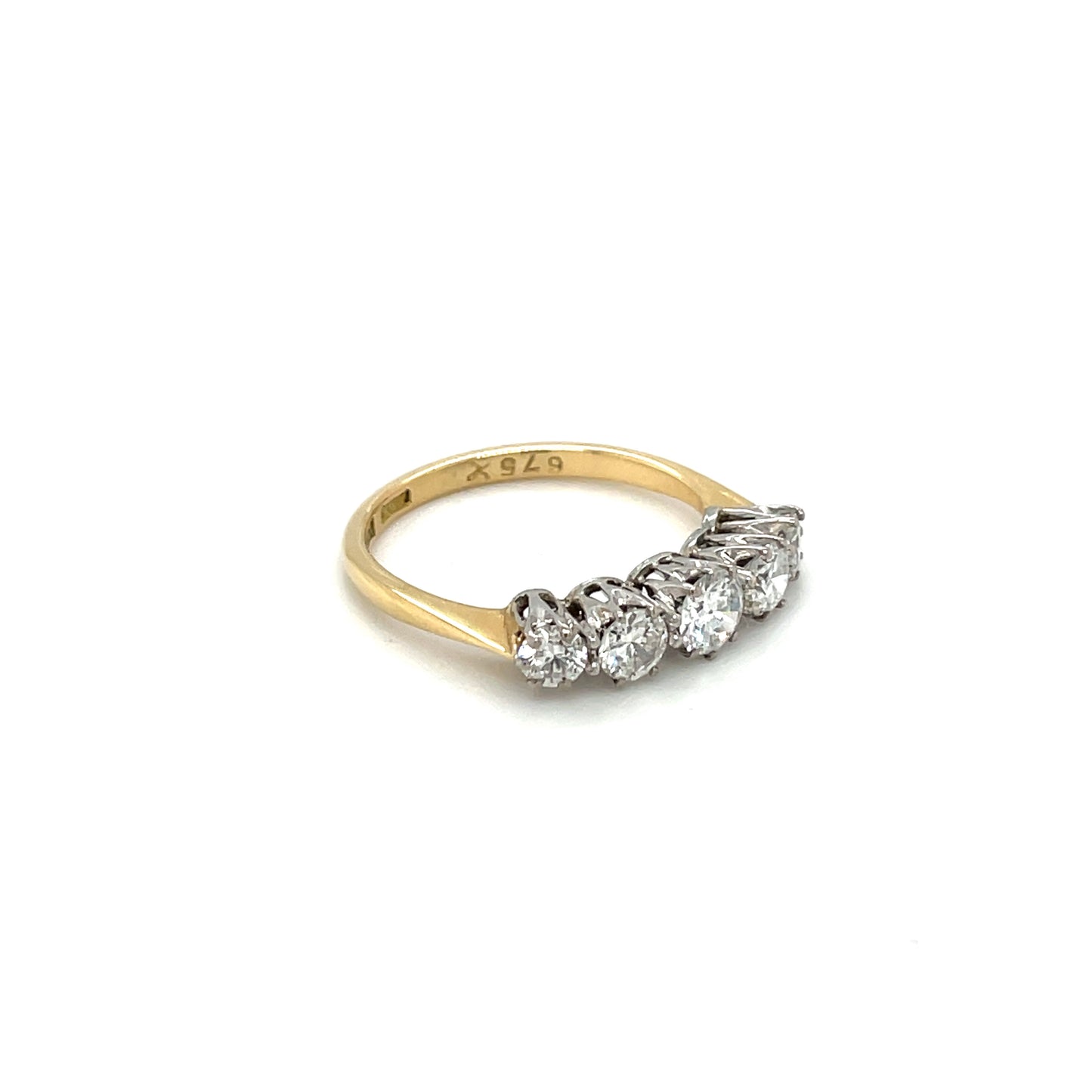18ct Yellow Gold & Platinum Diamond Five Stone Ring
