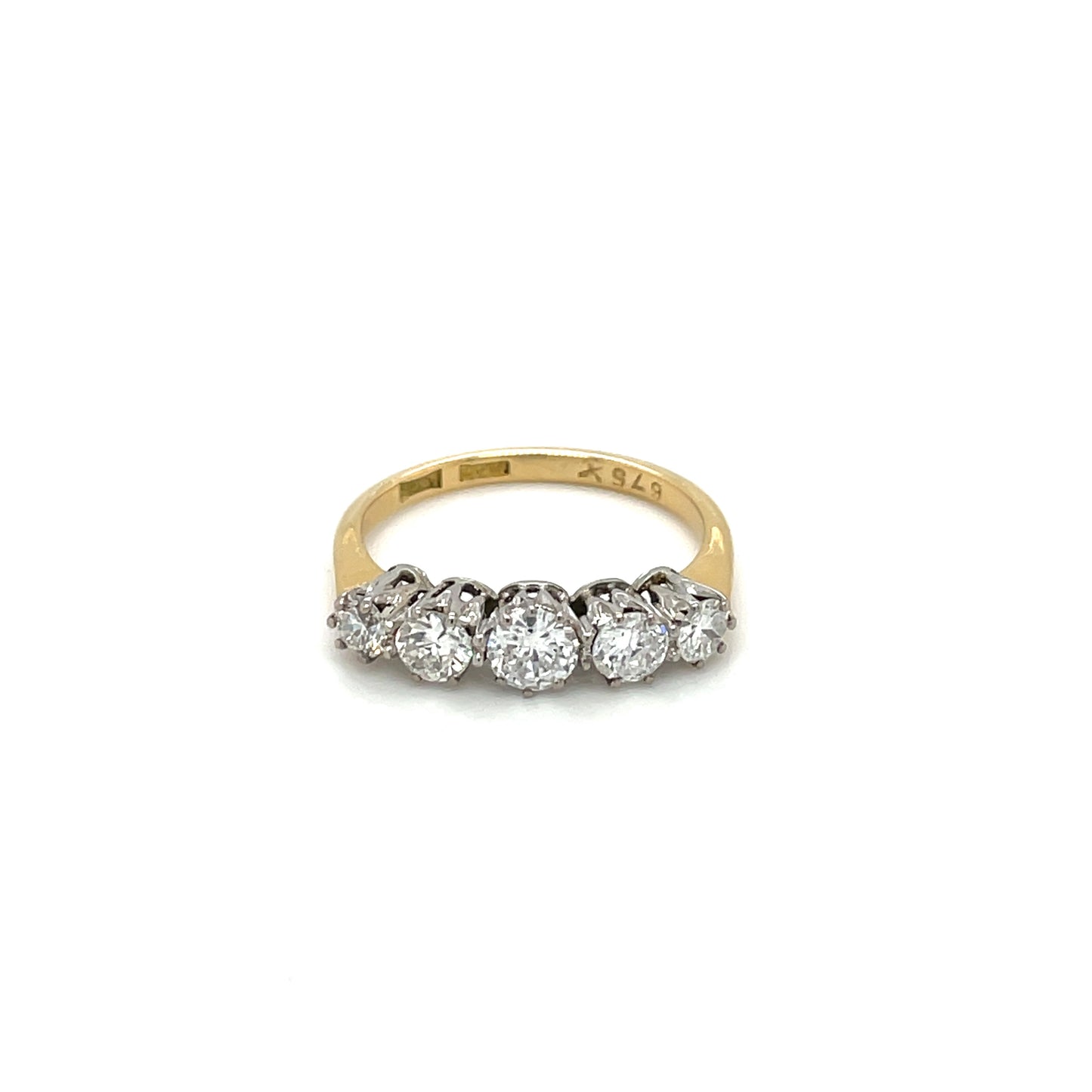 18ct Yellow Gold & Platinum Diamond Five Stone Ring
