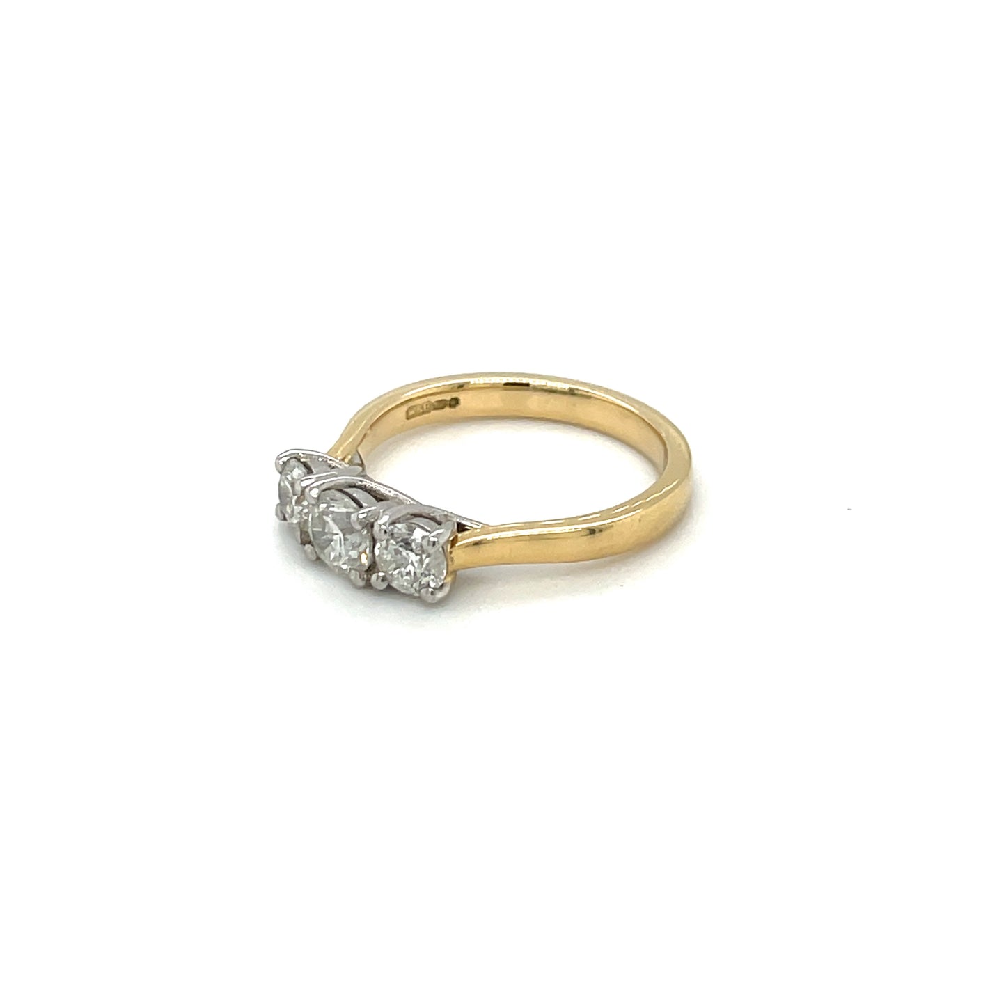 Yellow Gold and Platinum Three Stone Diamond Ring