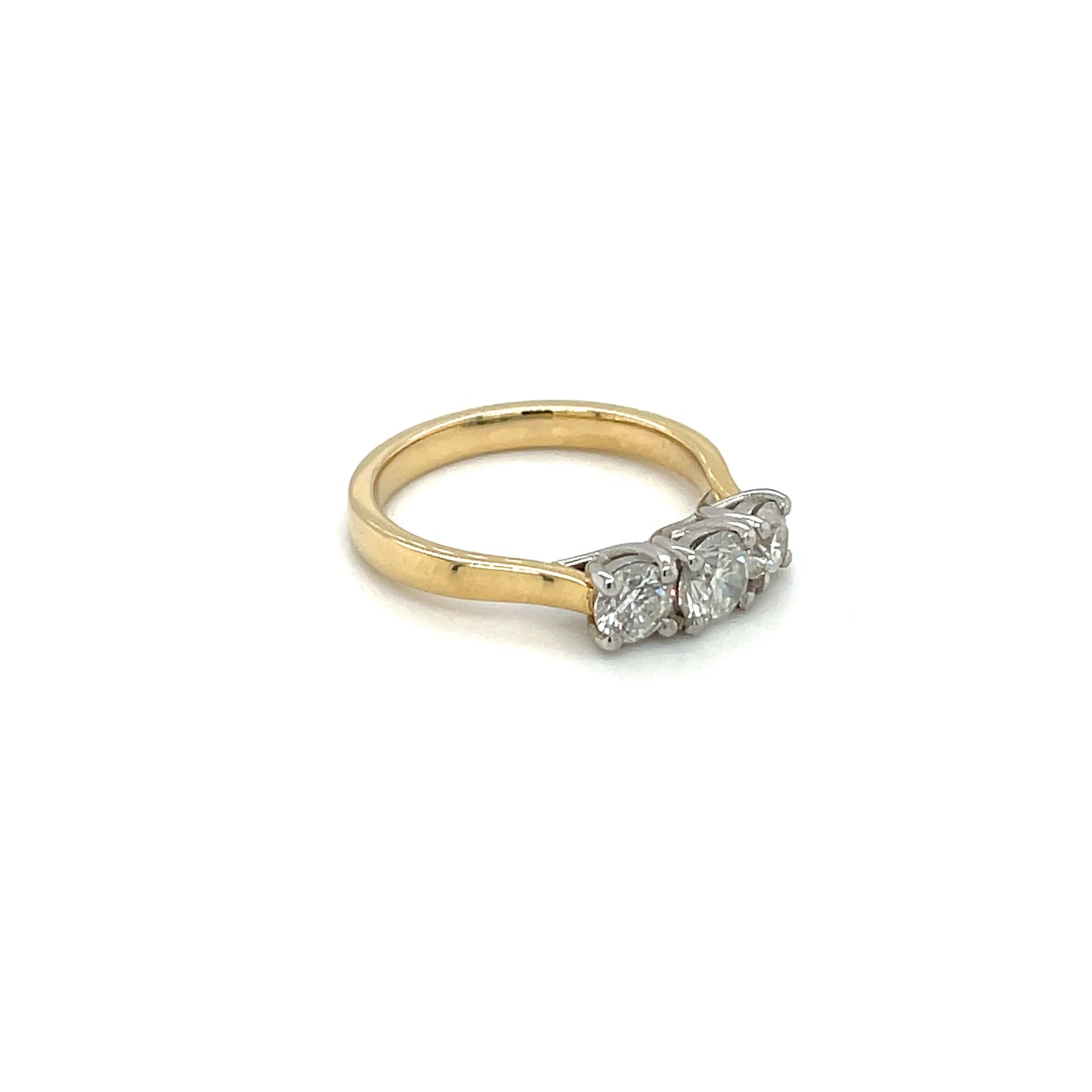 Yellow Gold and Platinum Three Stone Diamond Ring