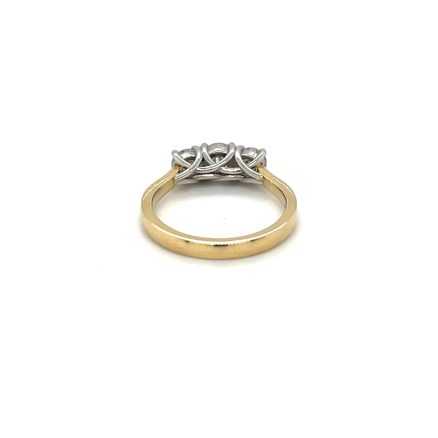 Yellow Gold and Platinum Three Stone Diamond Ring
