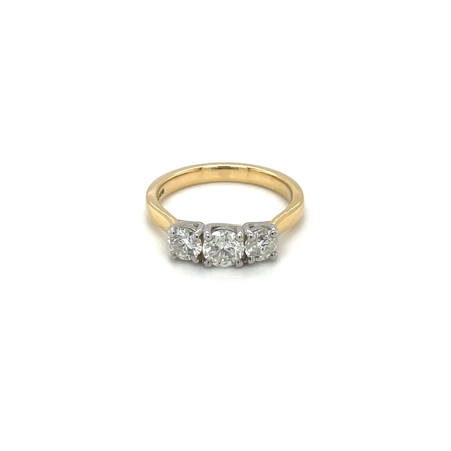 Yellow Gold and Platinum Three Stone Diamond Ring