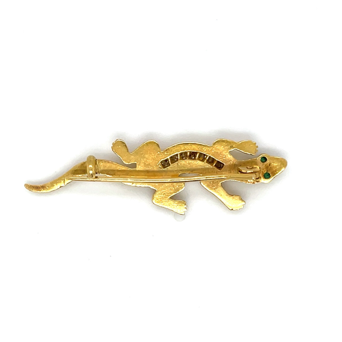 18ct Yellow Gold Emerald & Diamond Lizard Brooch