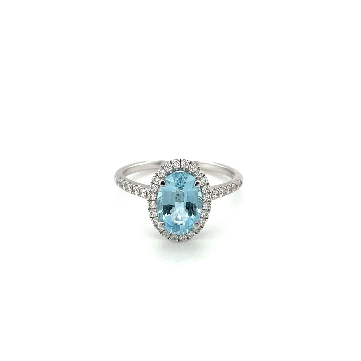 18ct White Gold Aquamarine & Diamond Cluster Ring