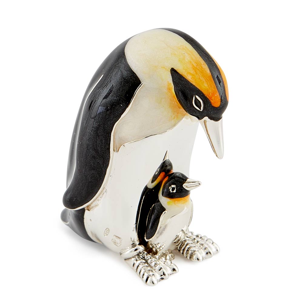 Saturno Silver & Enamel Penguin and Chick