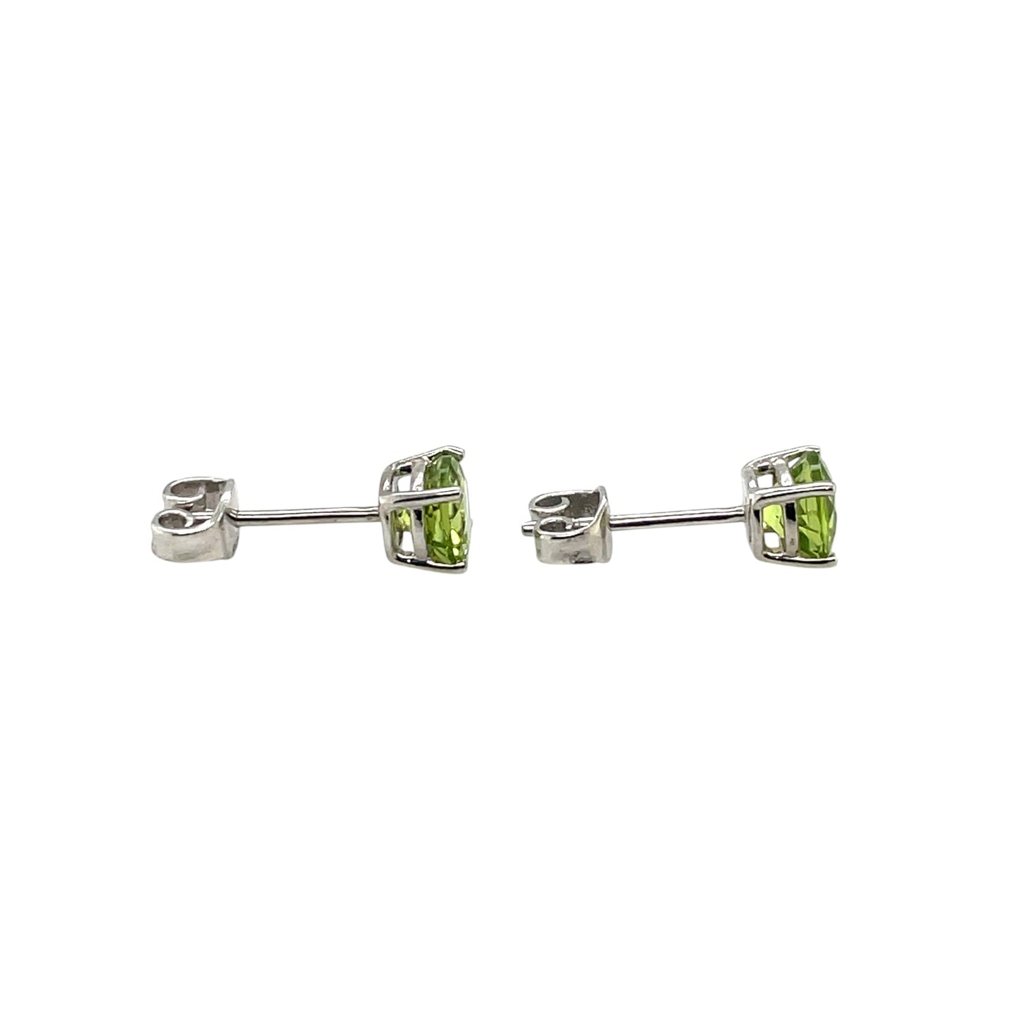 Silver Peridot Stud Earrings (6mm)
