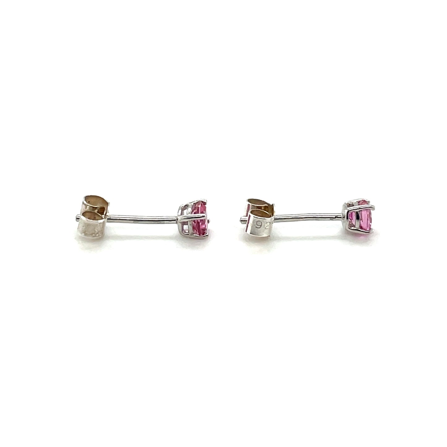 Silver Pink Topaz Stud Earrings