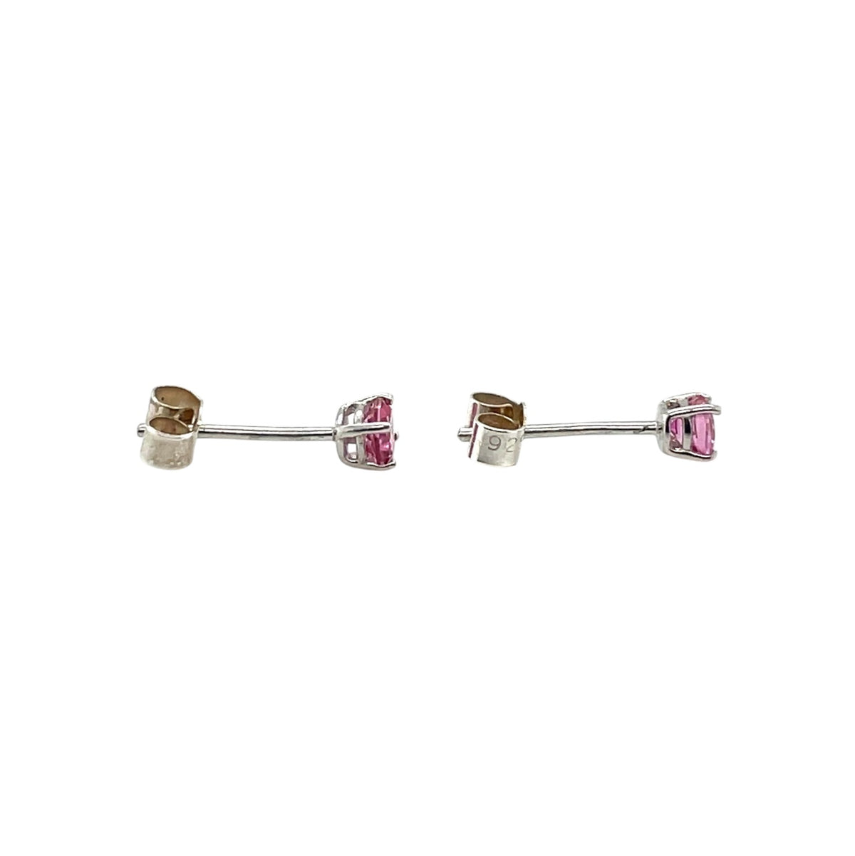 Silver Pink Topaz Stud Earrings