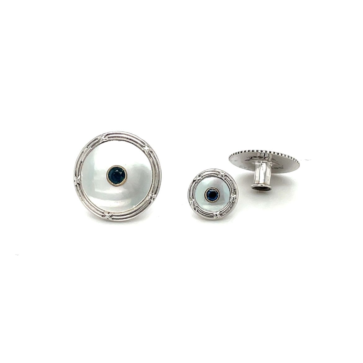 9ct White Gold & Mother of Pearl Cufflink Set