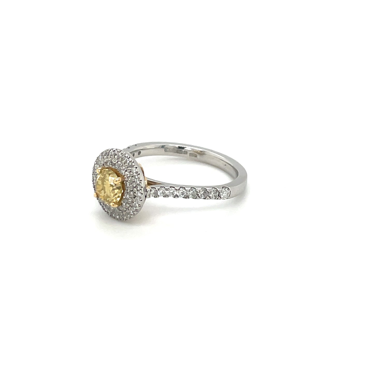 Platinum & 18ct Yellow Gold Yellow & Colourless Diamond Cluster Ring