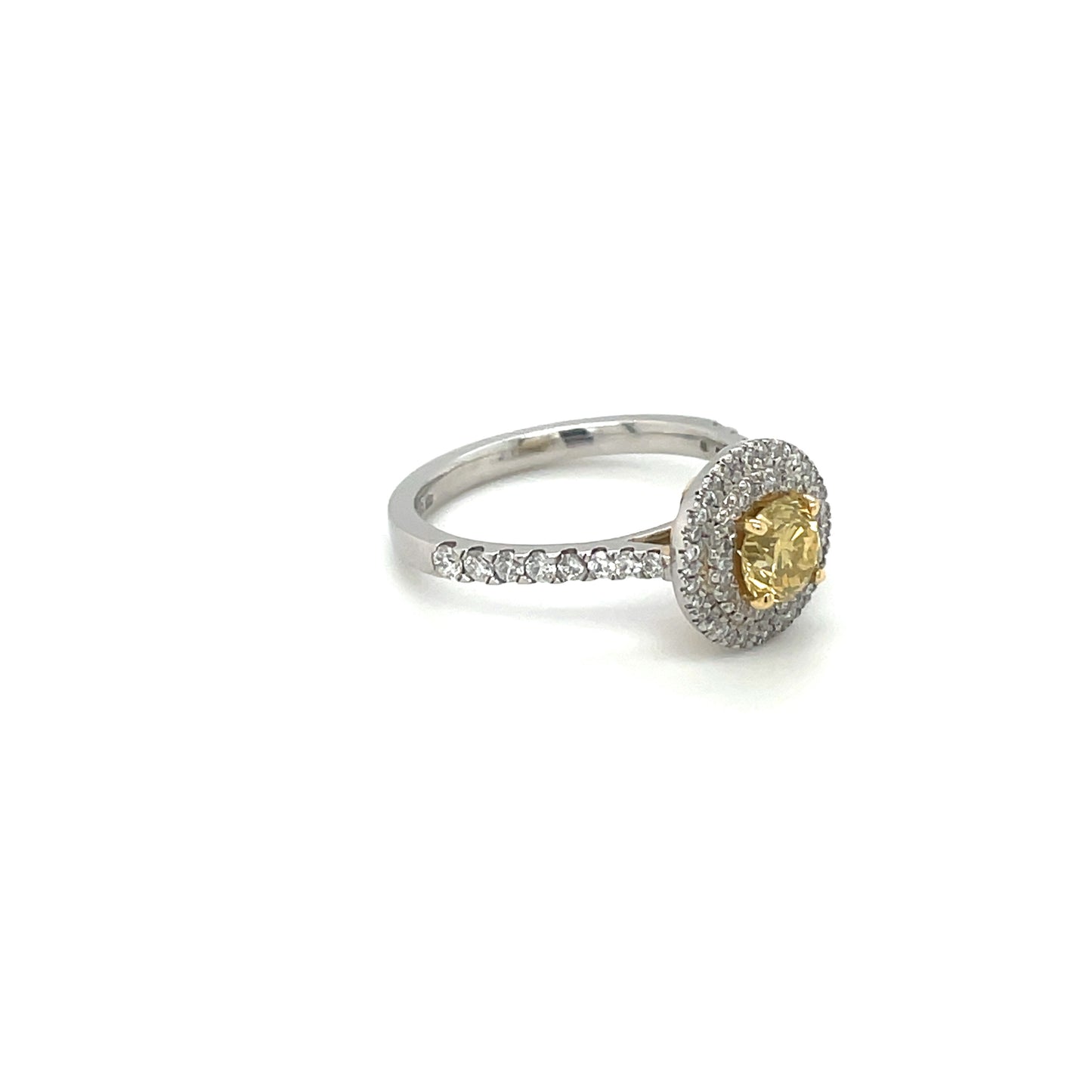 Platinum & 18ct Yellow Gold Yellow & Colourless Diamond Cluster Ring