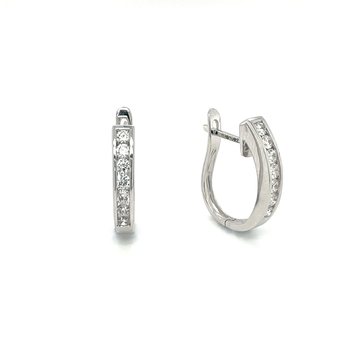 18ct White Gold Diamond Hoop Earrings