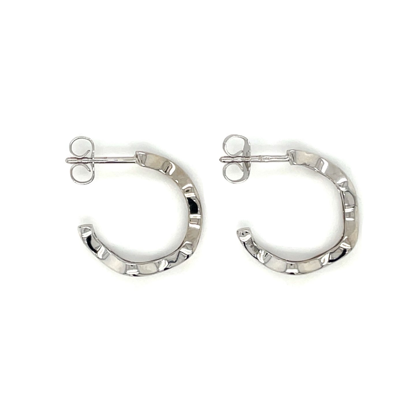 18ct White Gold Wavy Hoop Earrings