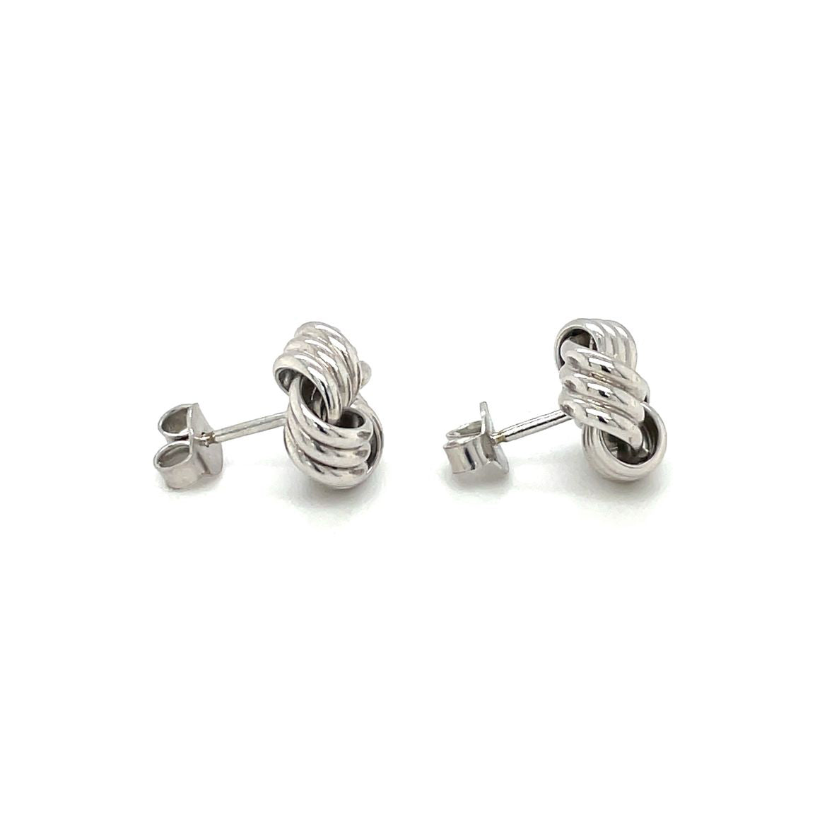 18ct White Gold Knot Stud Earrings