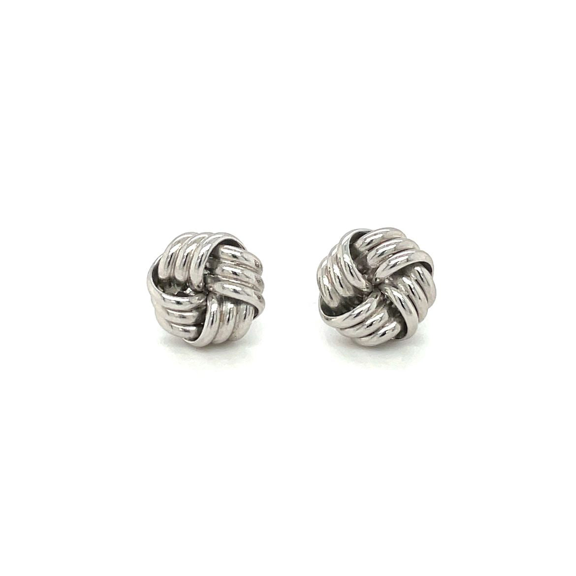 18ct White Gold Knot Stud Earrings