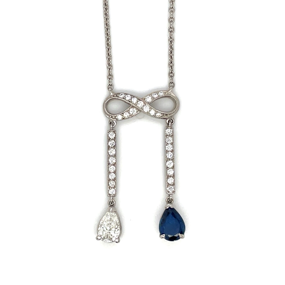 Platinum Diamond & Sapphire Negligee Pendant