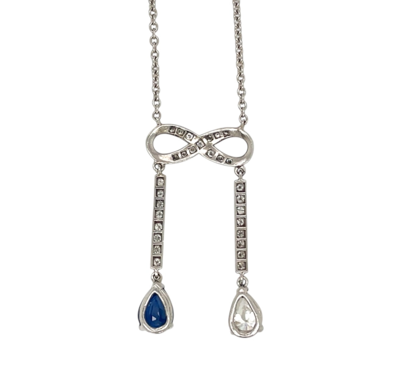 Platinum Diamond & Sapphire Negligee Necklace (16")