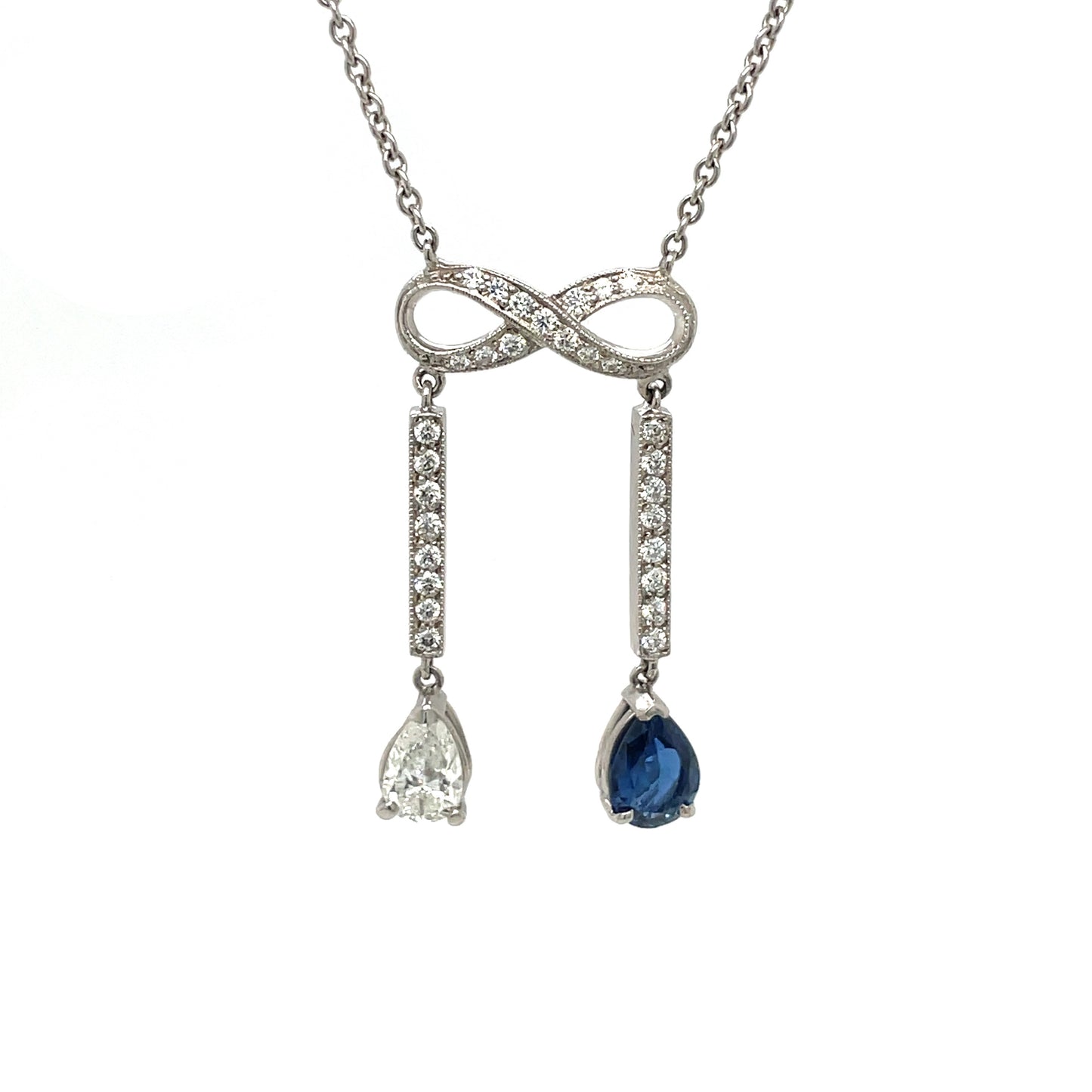 Platinum Diamond & Sapphire Negligee Pendant