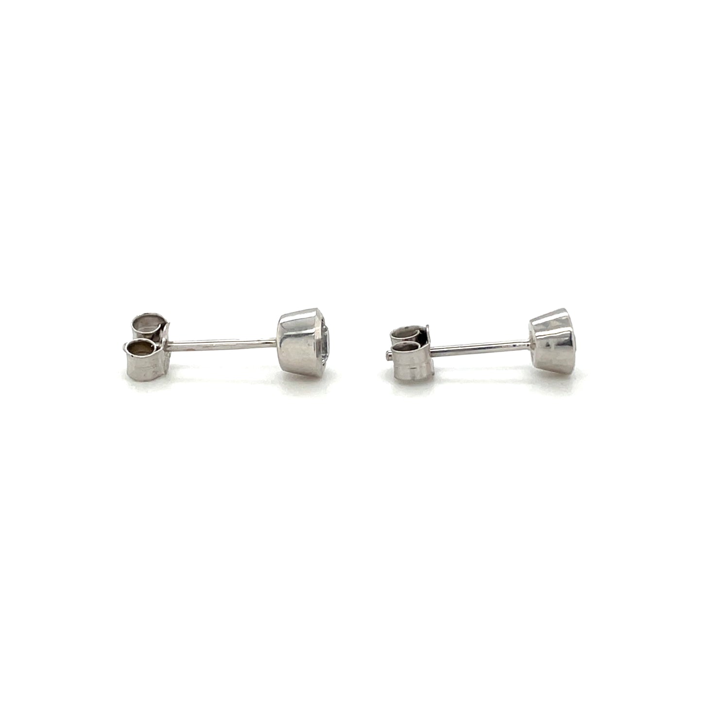 18ct White Gold Rubover Diamond Stud Earrings