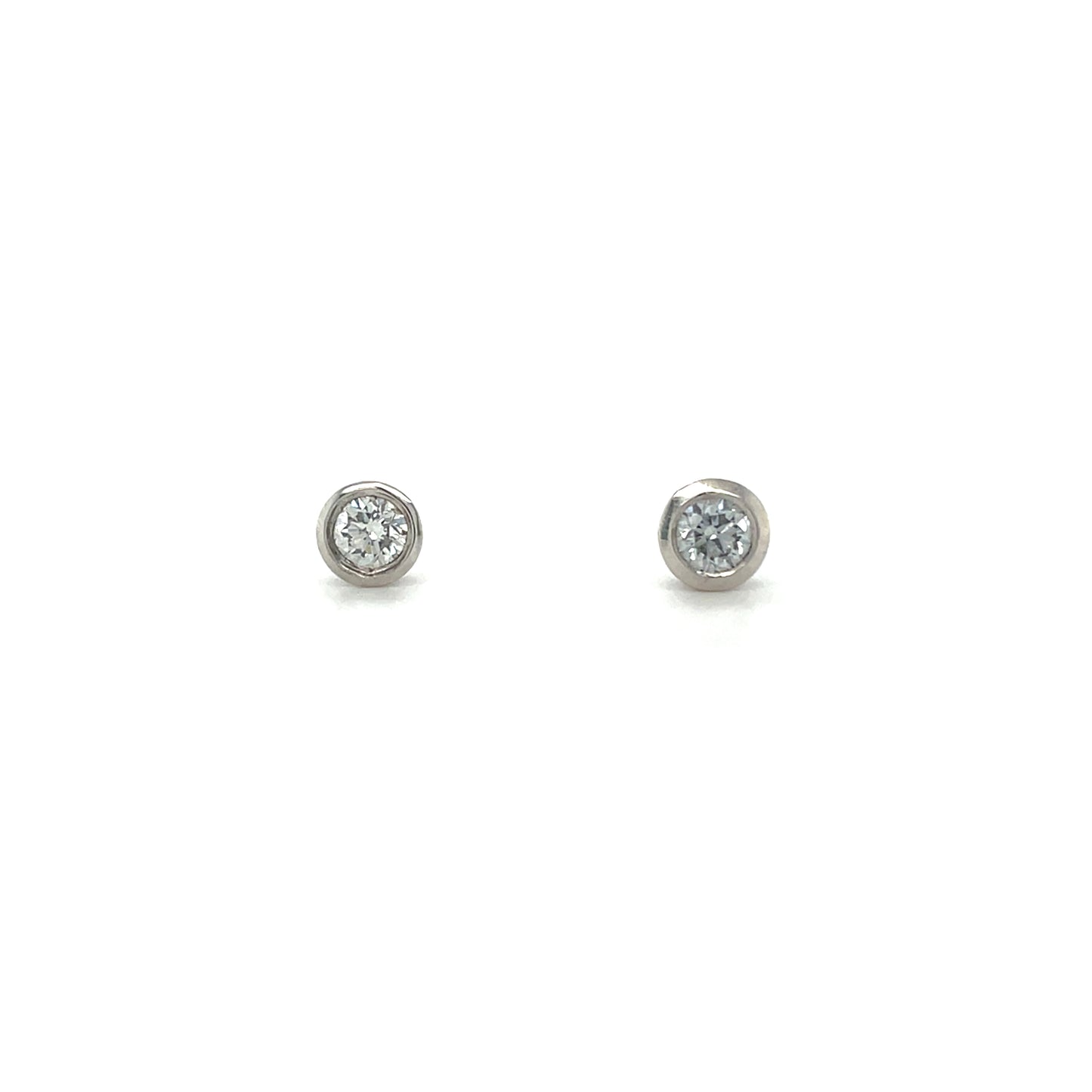 18ct White Gold Rubover Diamond Stud Earrings