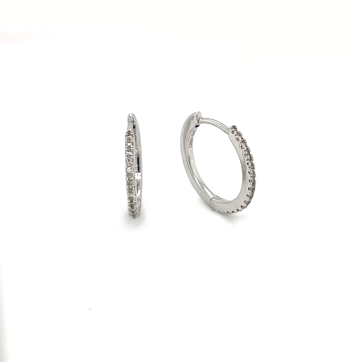 9ct White Gold Diamond Huggies