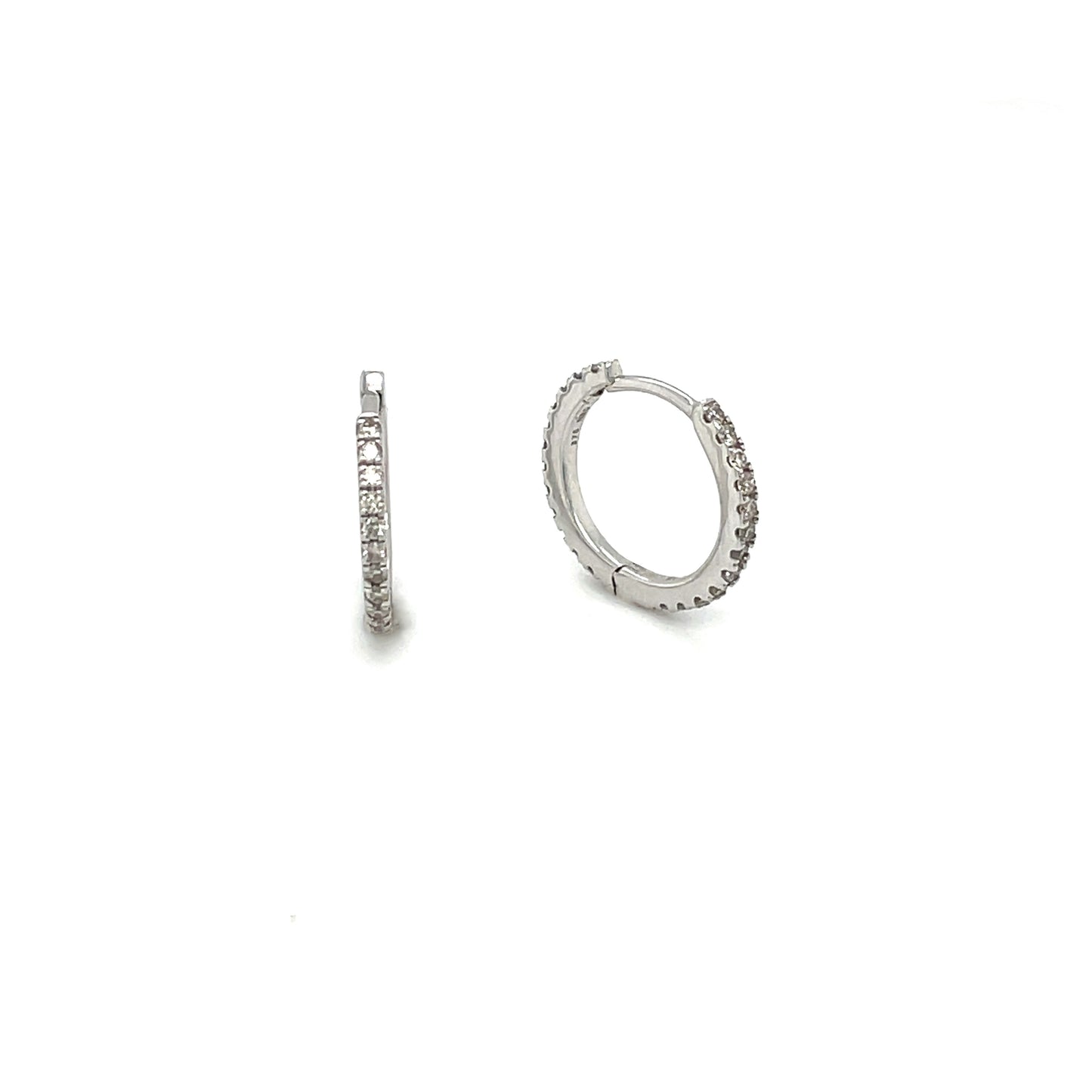 9ct White Gold Diamond Huggies