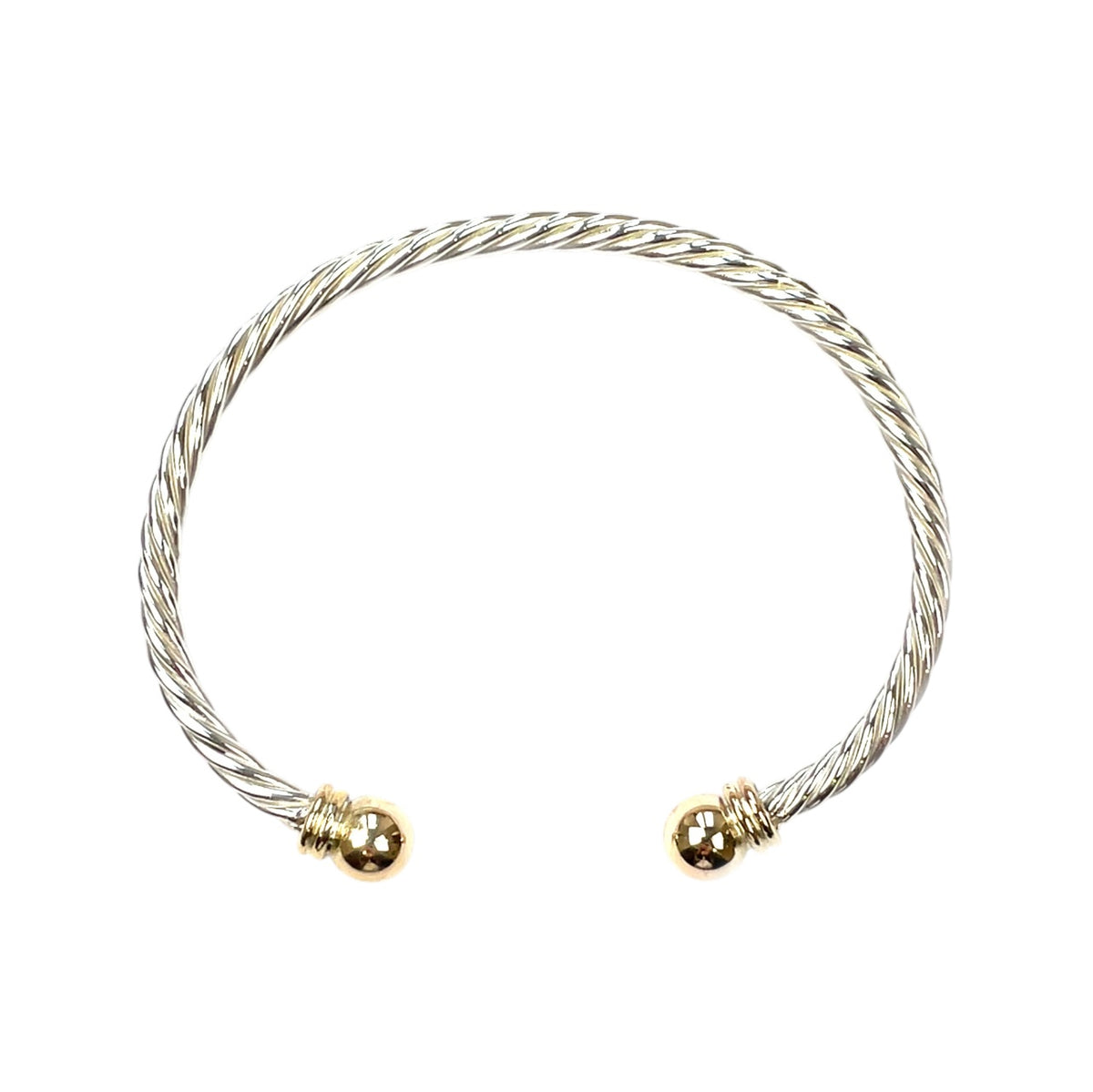 Silver & 9ct Yellow Gold Twist Bangle