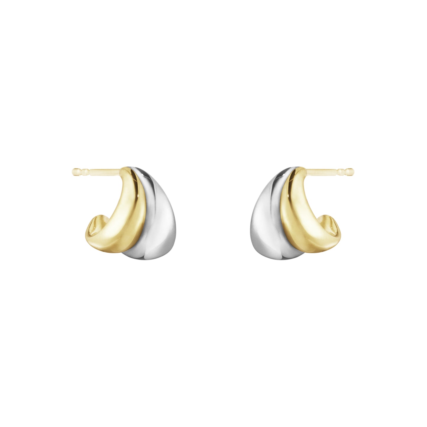 Silver And Yellow Gold Curve Earrings